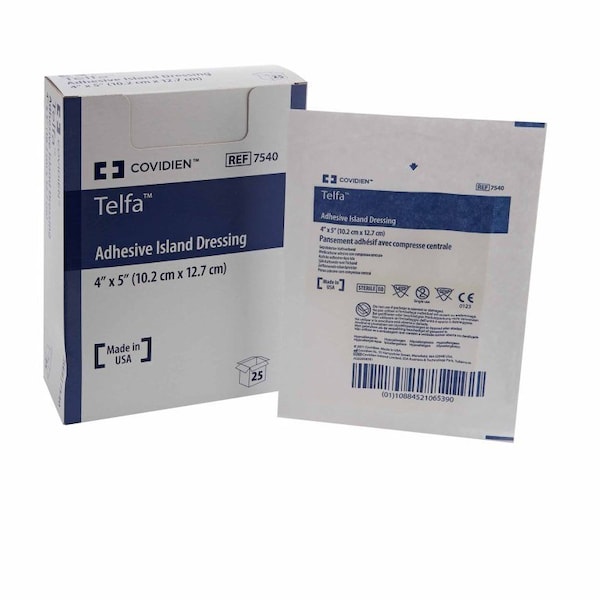 Telfa Adhesive Dressing 4 X 5 Inch Nonwoven Rectangle White Sterile, 200PK 7540- - main